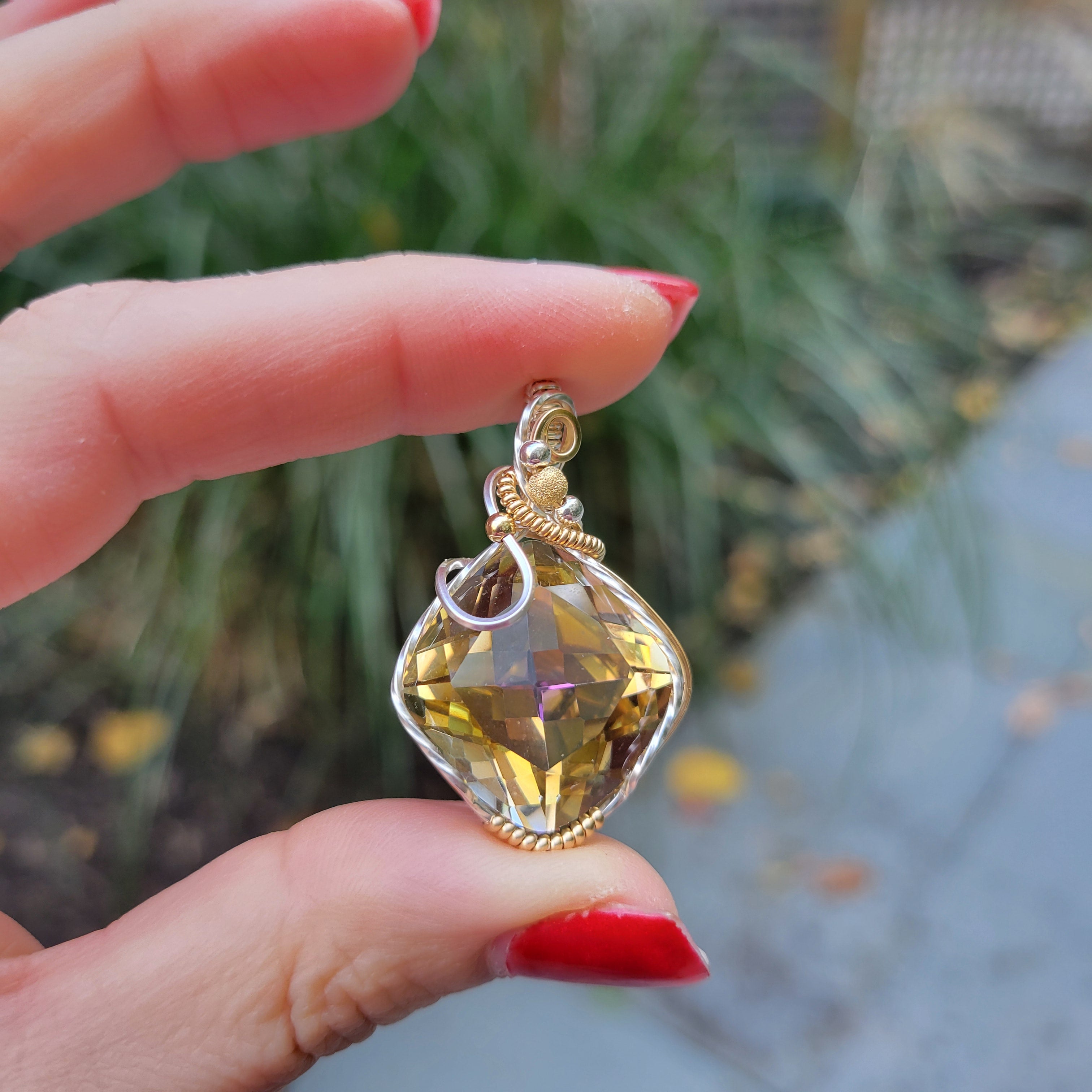 Mixed Metal Mystic Topaz Pendant