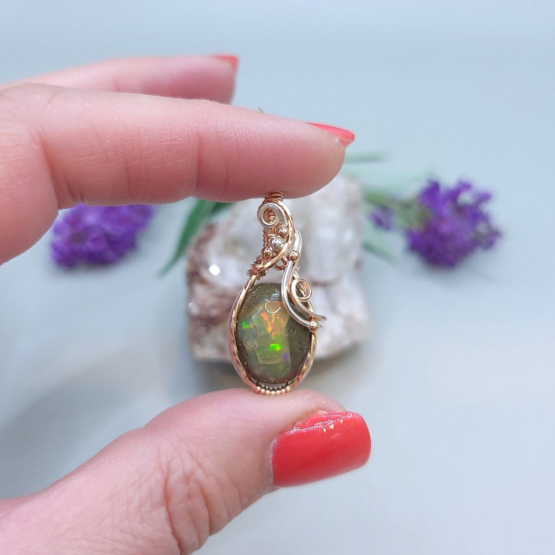 Mixed Metal Ethiopian Opal in Matrix Pendant