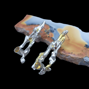 Sterling Silver Citrine Keum-Boo Earrings