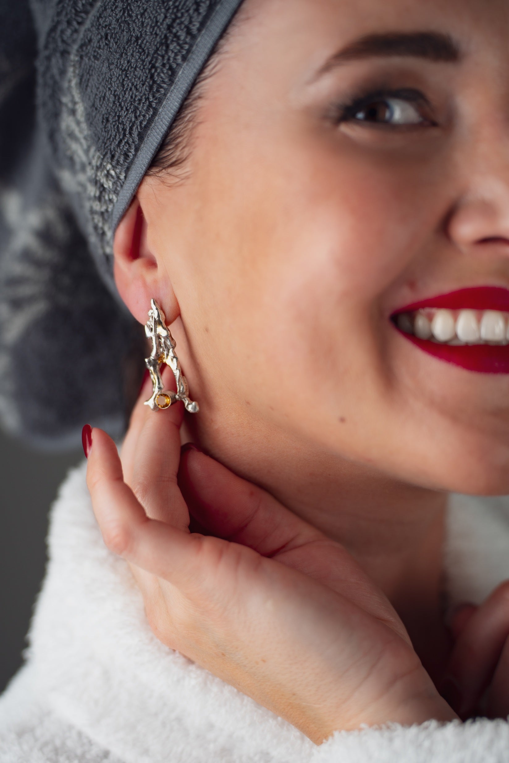 Sterling Silver Citrine Keum-Boo Earrings