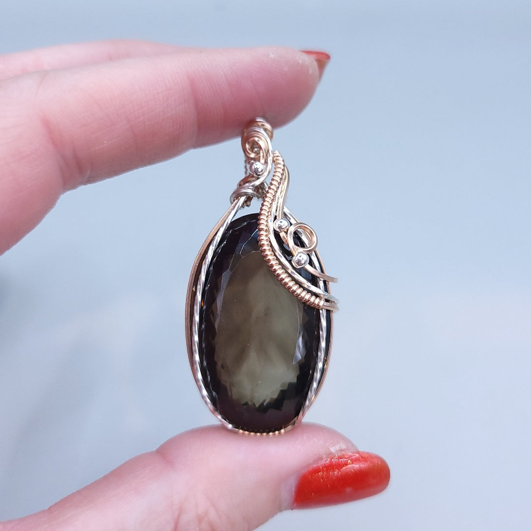 Mixed Metal Smoky Quartz Pendant