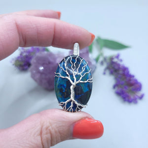 Sterling Silver Chrysocolla Tree Pendant