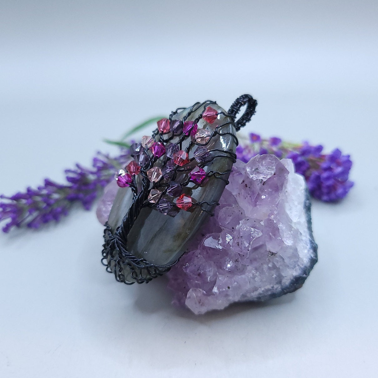 Labradorite Crystal Tree Pendant