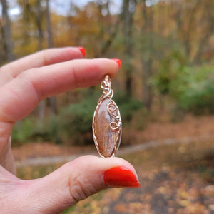 Mixed Metal Meteor Shower Rainbow Lattice Sunstone Pendant