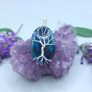 Sterling Silver Chrysocolla Tree Pendant