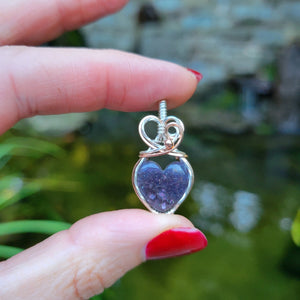 Mixed Metal Iolite Sunstone Heart Pendant