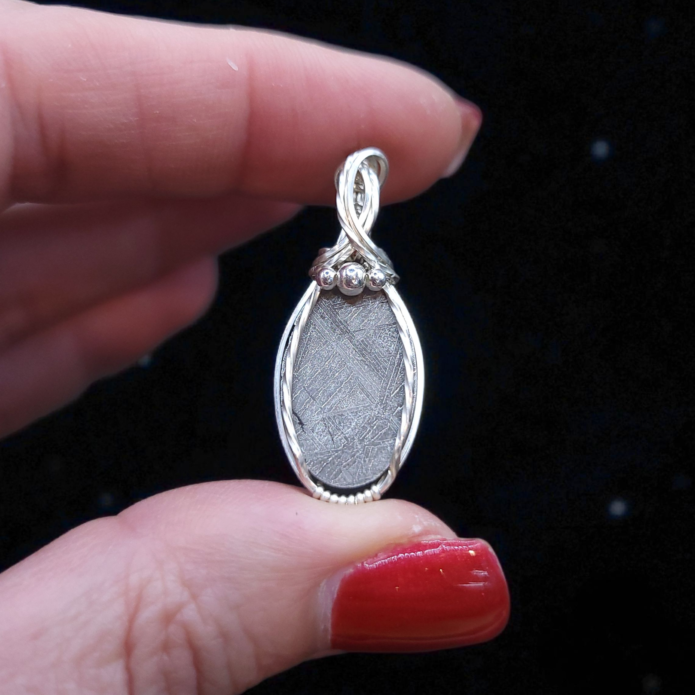Sterling Silver Gibeon Meteorite Pendant