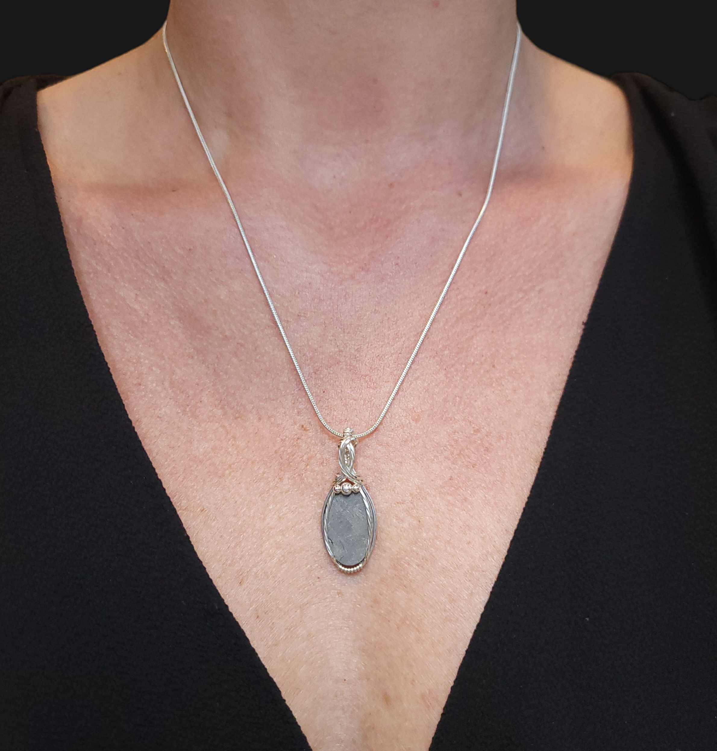 Sterling Silver Gibeon Meteorite Pendant