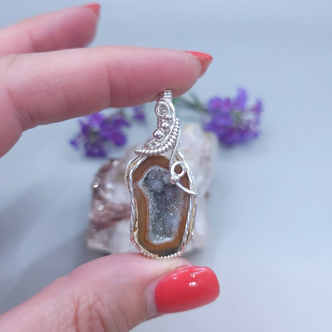 Sterling Silver Tabasco Geode Pendant