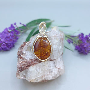 Mixed Metal Baltic Amber Pendant