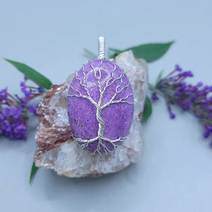 Sterling Silver Purple Stichtite Tree Pendant