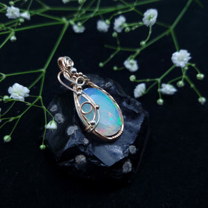 Mixed Metal Ethiopian Welo Opal Pendant