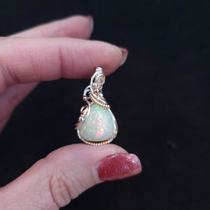 Mixed Metal Ethiopian Honeycomb Welo Opal Pendant