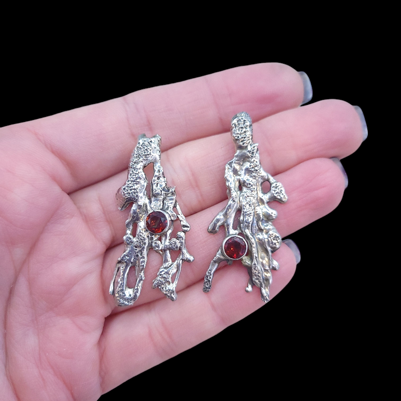 Antique Sterling Silver Garnet Earrings