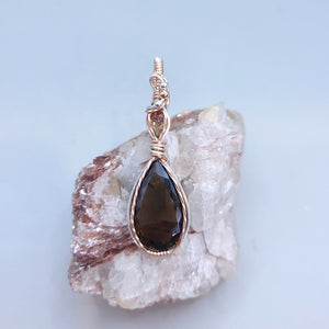 Mixed Metal Smoky Quartz/Diaspore Doublet Pendant