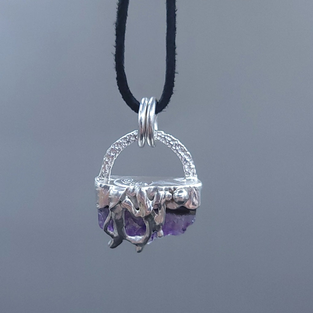 Sterling Silver Reversible Amethyst Pendant