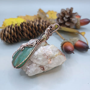 Larsonite/Citrine Copper Double Pendant