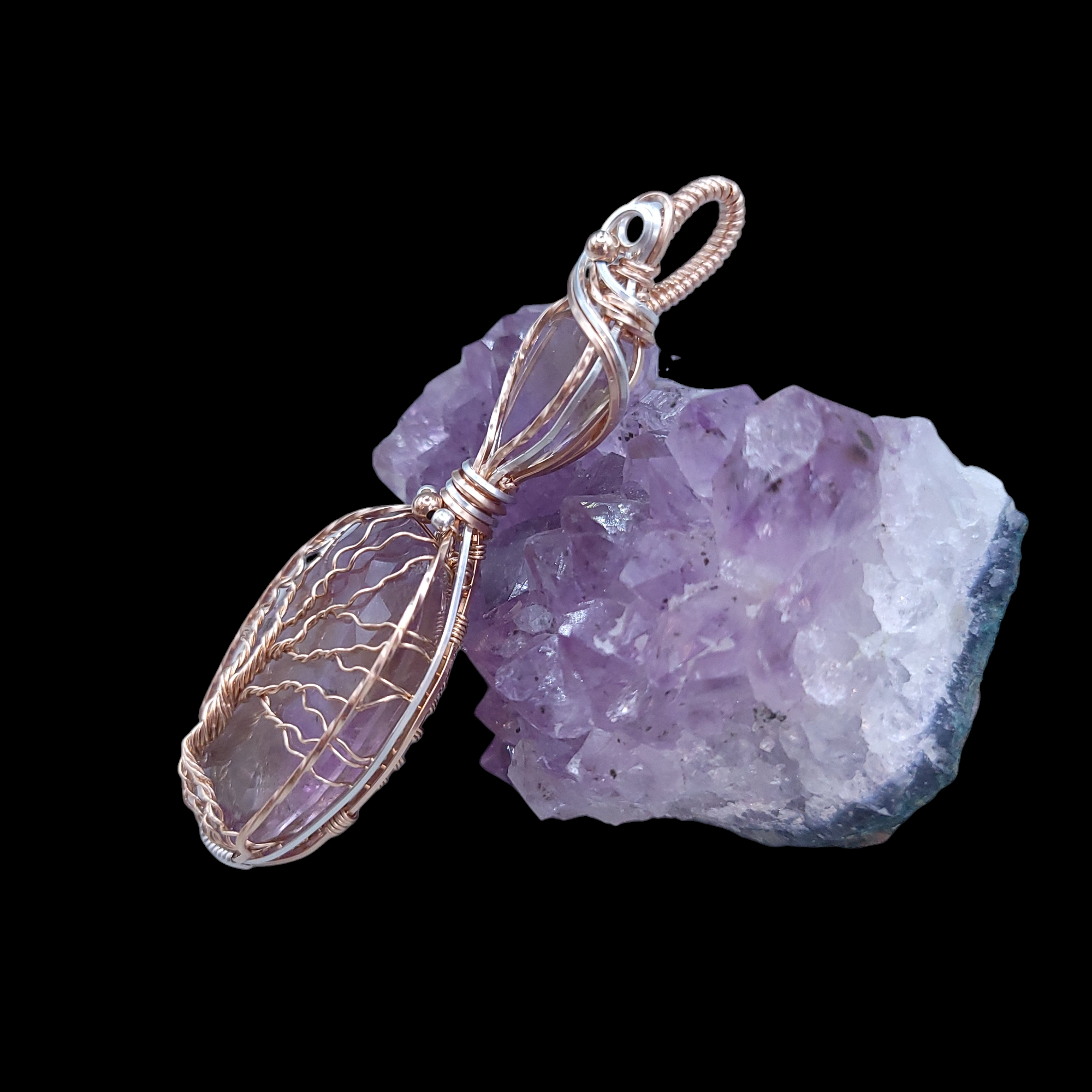 Mixed Metal Ametrine Tree Double Pendant