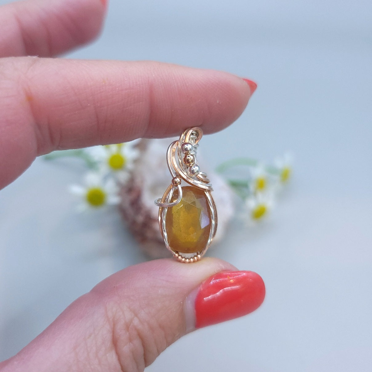 Mixed Metal Yellow Sapphire Pendant