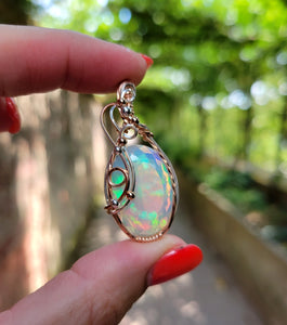 Mixed Metal Ethiopian Welo Opal Pendant