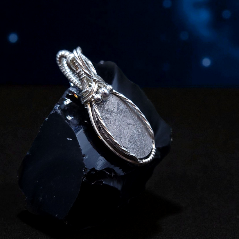 Sterling Silver Gibeon Meteorite Pendant