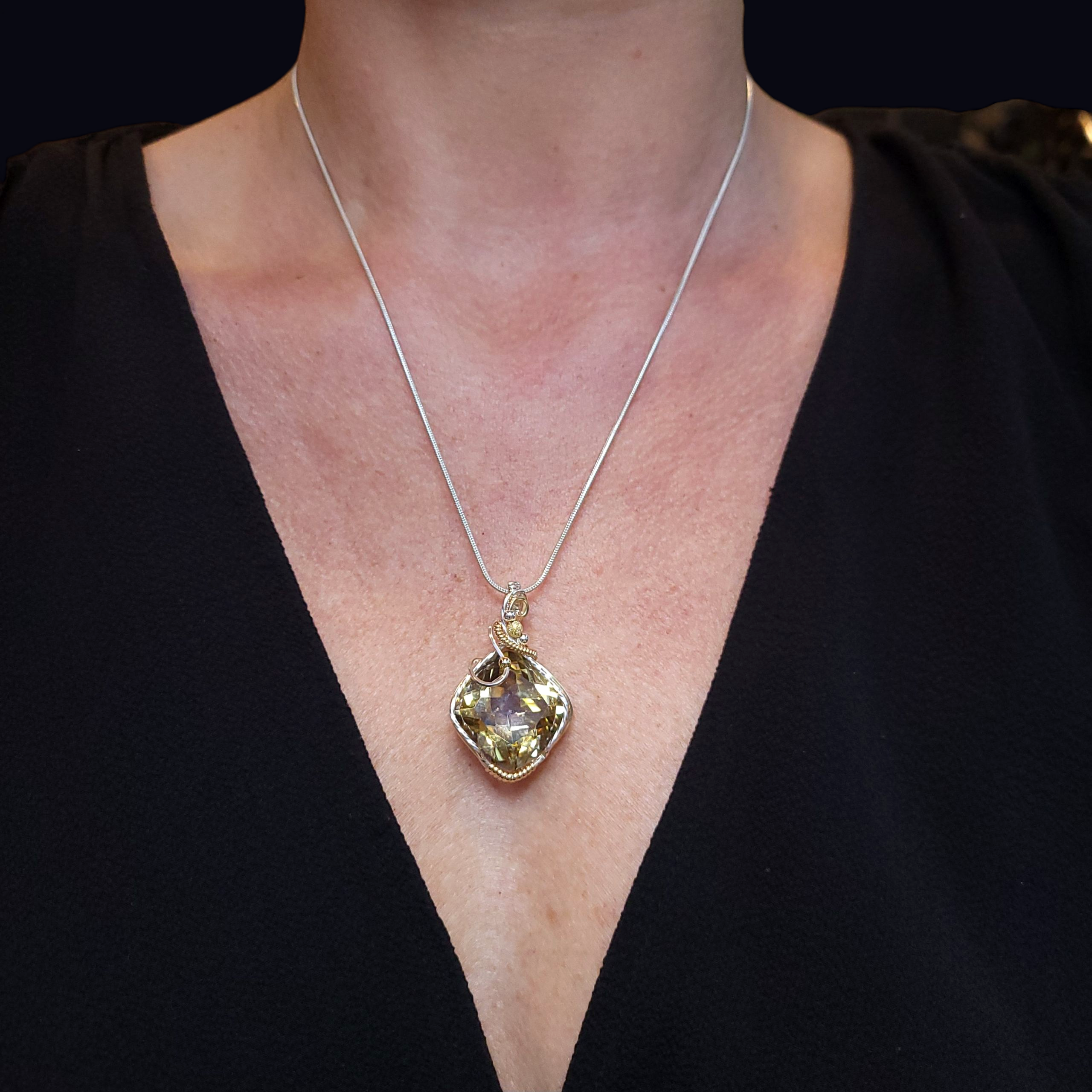 Mixed Metal Mystic Topaz Pendant