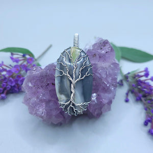 Antiqued Sterling Silver Picasso Jasper Tree Pendant