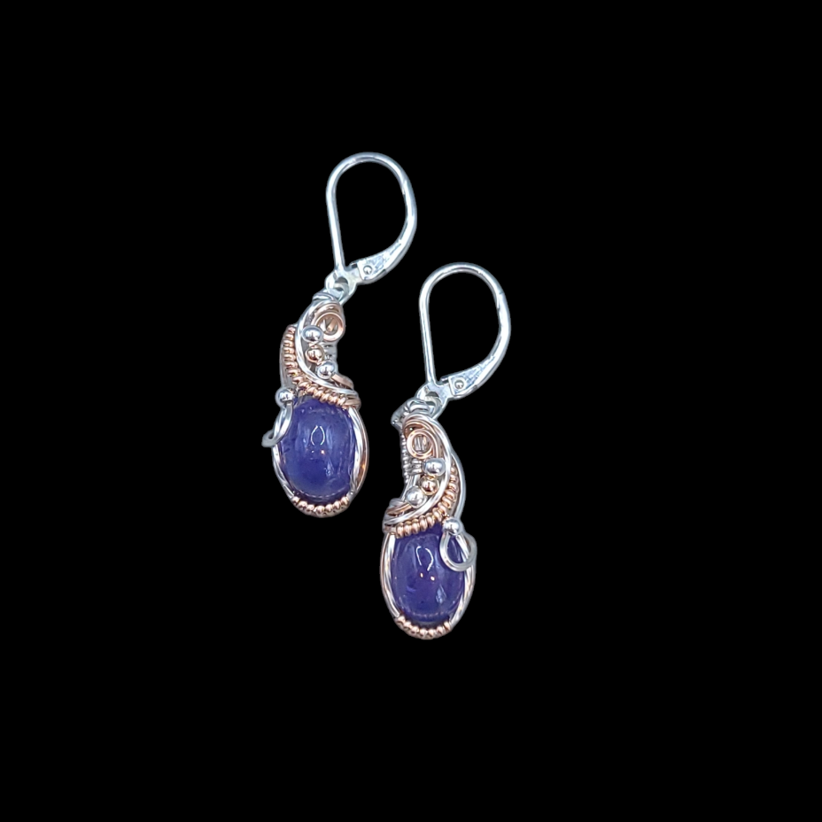 Mixed Metal Sterling Silver Tanzanite Earrings
