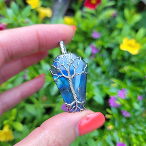 Antiqued Sterling Silver Labradorite Coffin Tree Pendant