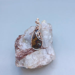 Mixed Metal Boulder Opal Pendant