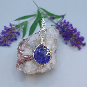 Mixed Metal Lapis Lazuli/ Rutilated Quartz Doublet Pendant