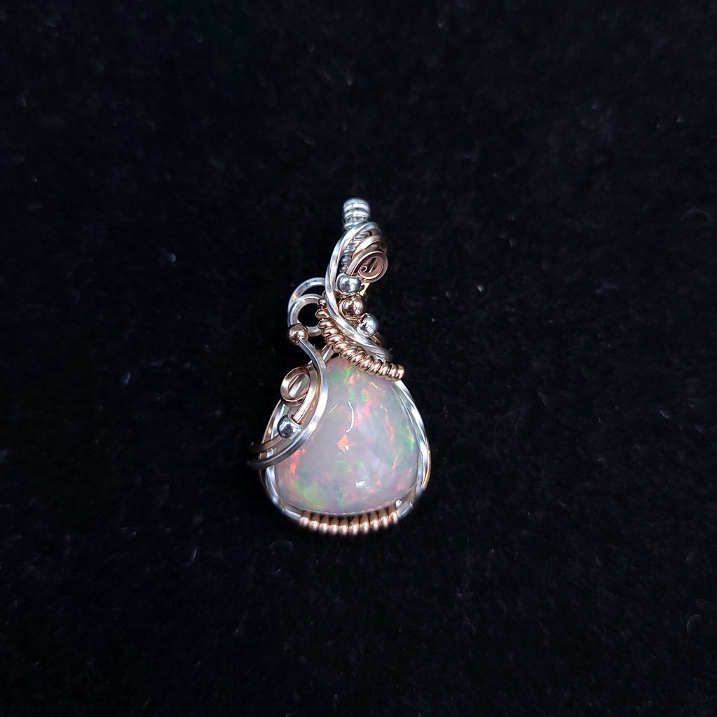 Mixed Metal Ethiopian Honeycomb Welo Opal Pendant