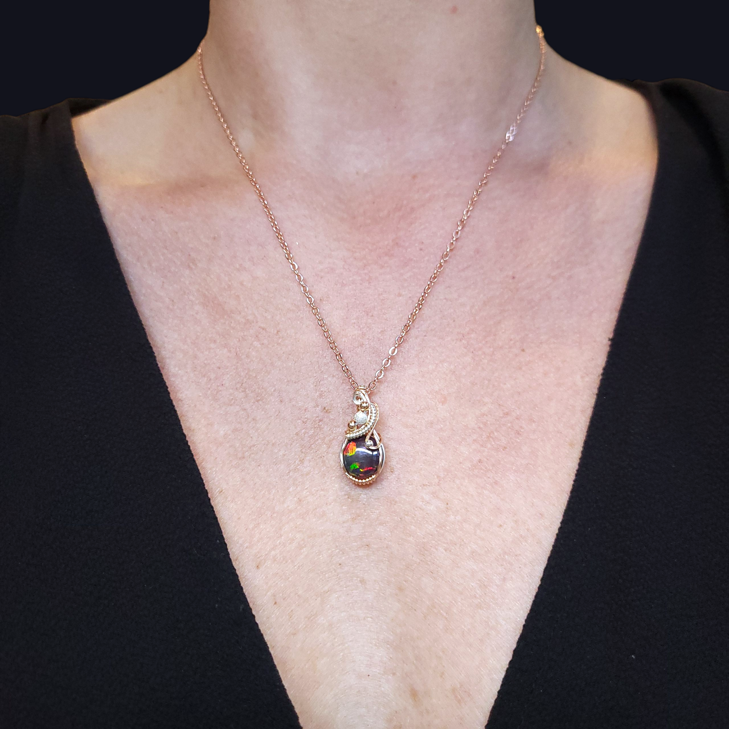 Mixed Metal Ethiopian Opal Pendant
