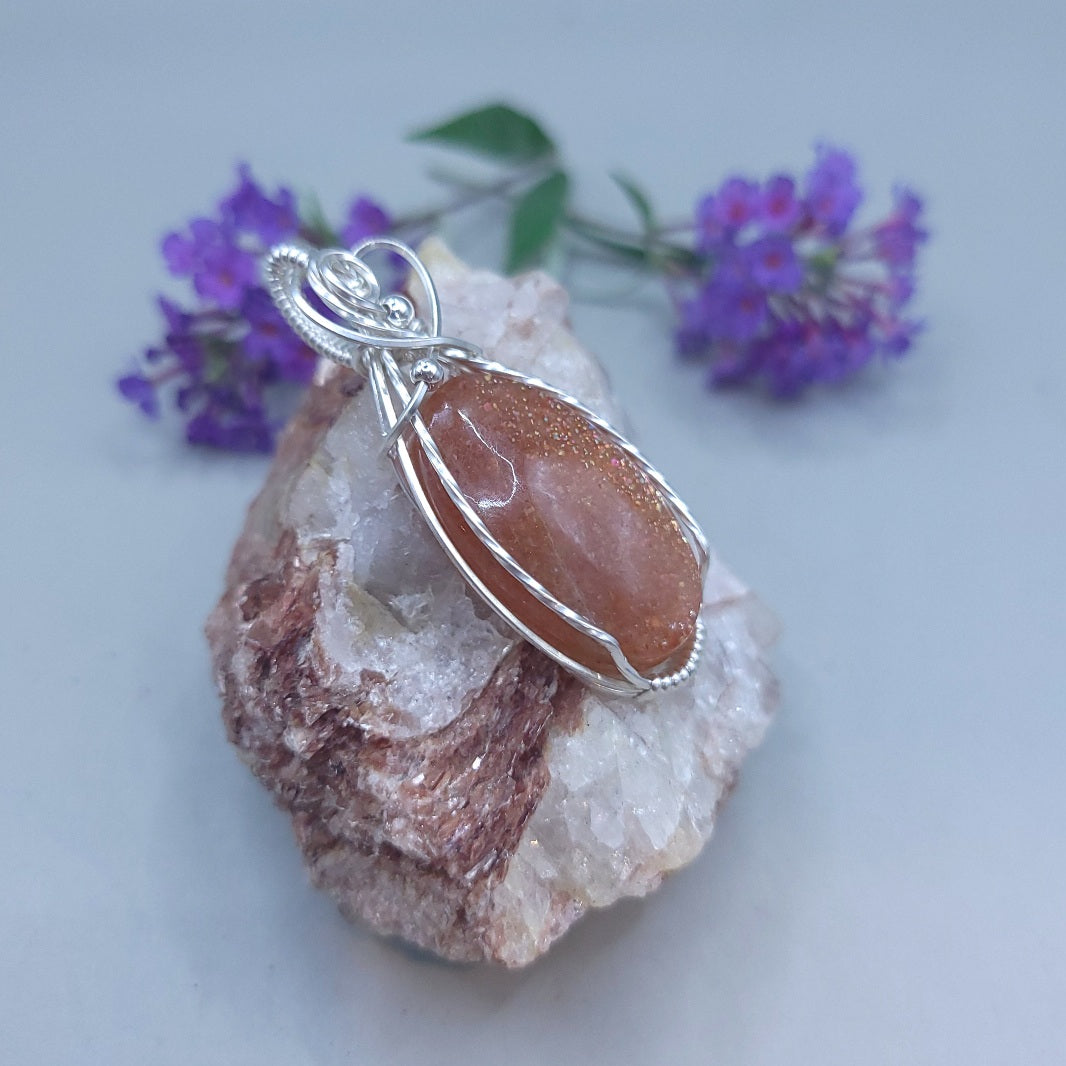 Sterling Silver Confetti Sunstone Pendant