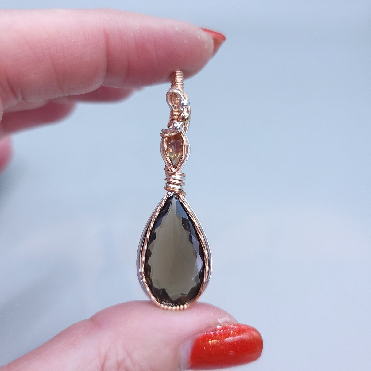 Mixed Metal Smoky Quartz/Diaspore Doublet Pendant