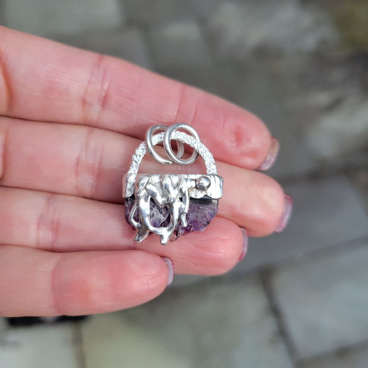 Sterling Silver Reversible Amethyst Pendant