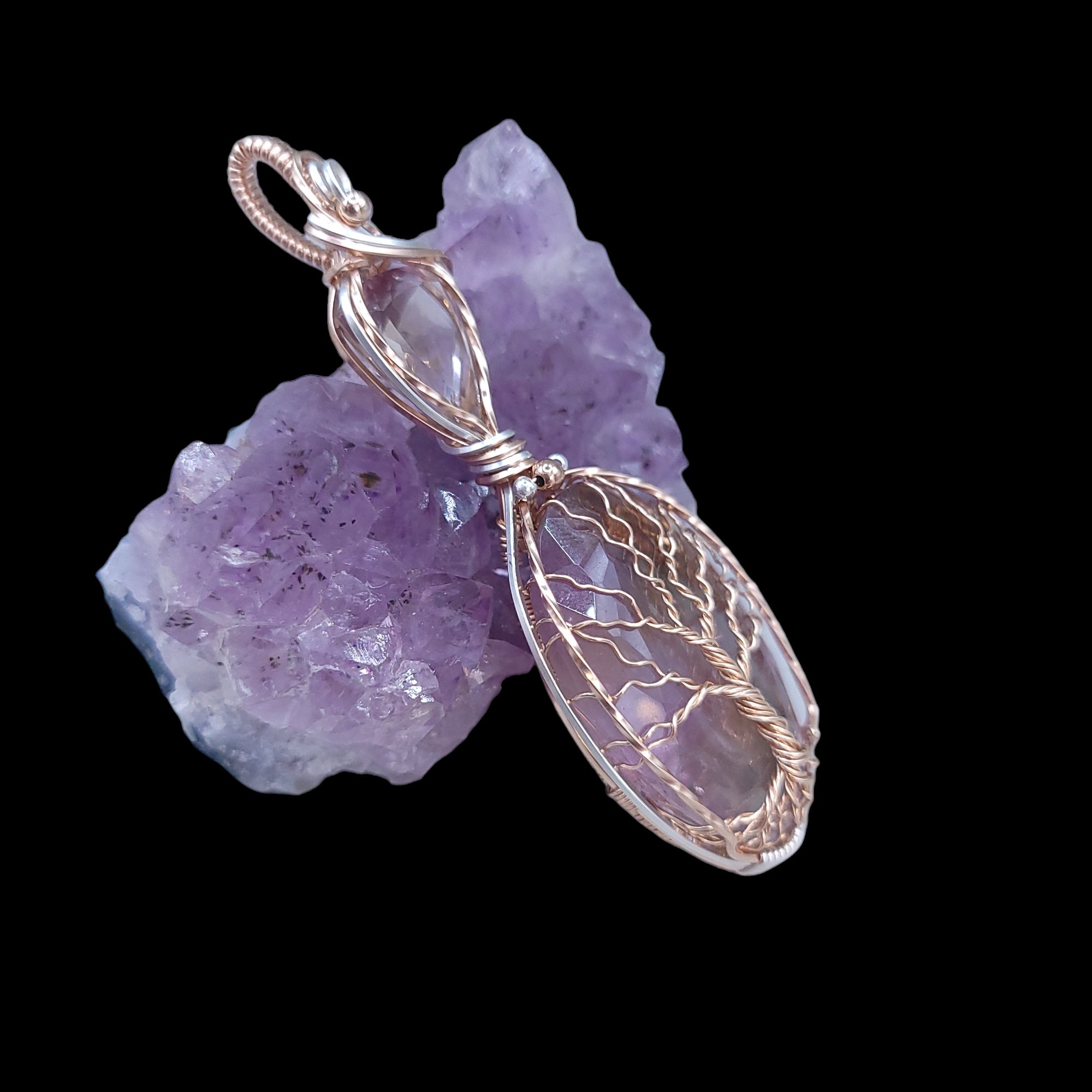 Mixed Metal Ametrine Tree Double Pendant