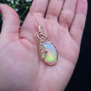 Mixed Metal Ethiopian Welo Opal Pendant