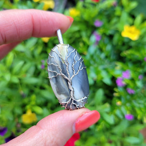 Antiqued Sterling Silver Picasso Jasper Tree Pendant