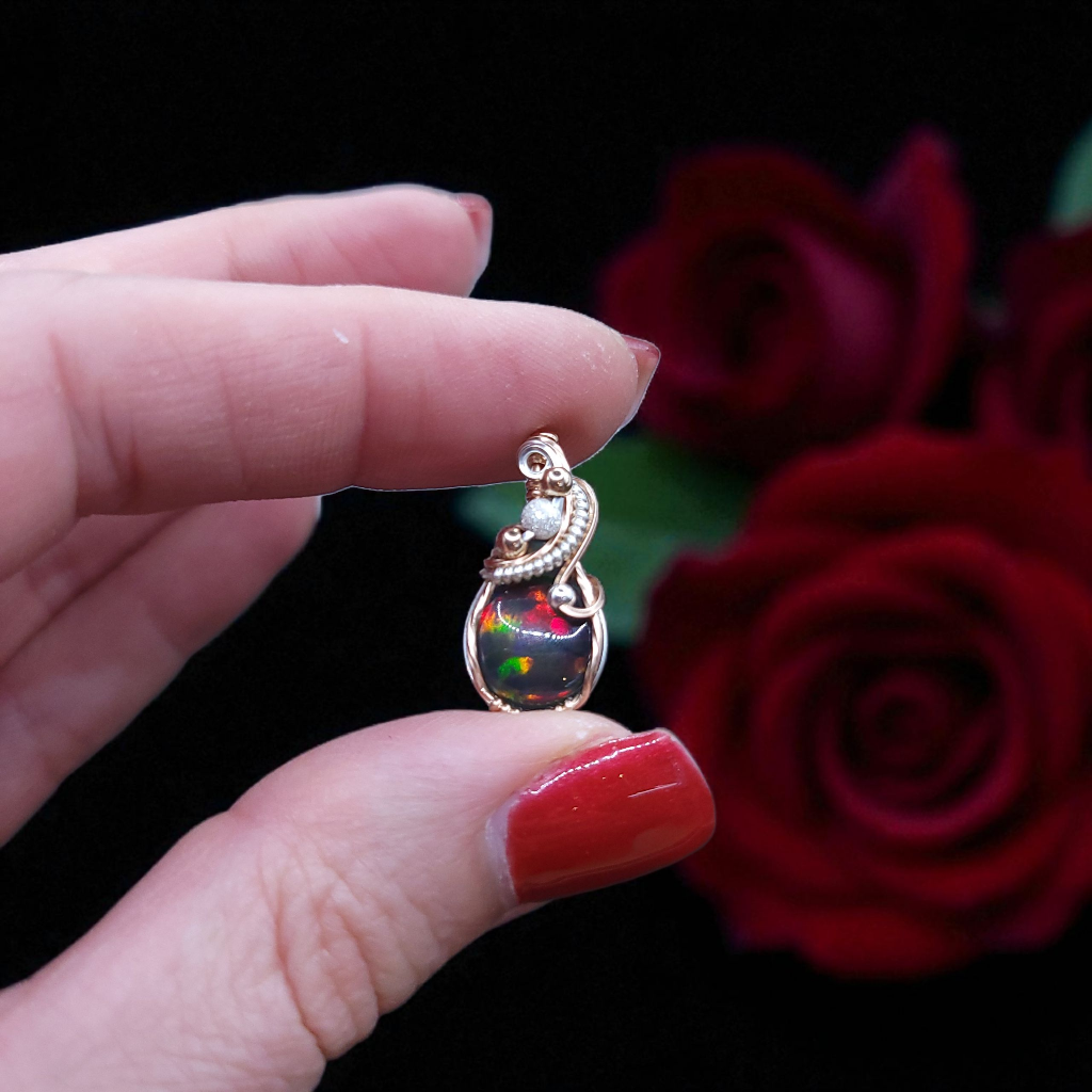 Mixed Metal Ethiopian Opal Pendant