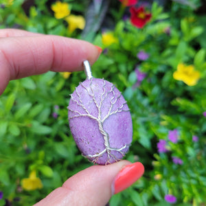 Sterling Silver Purple Stichtite Tree Pendant