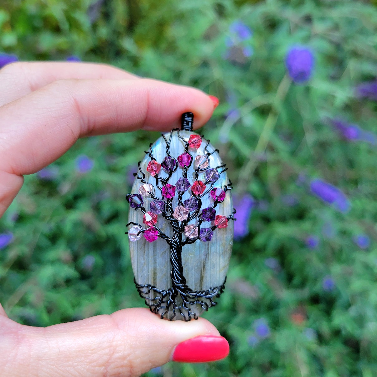 Labradorite Crystal Tree Pendant