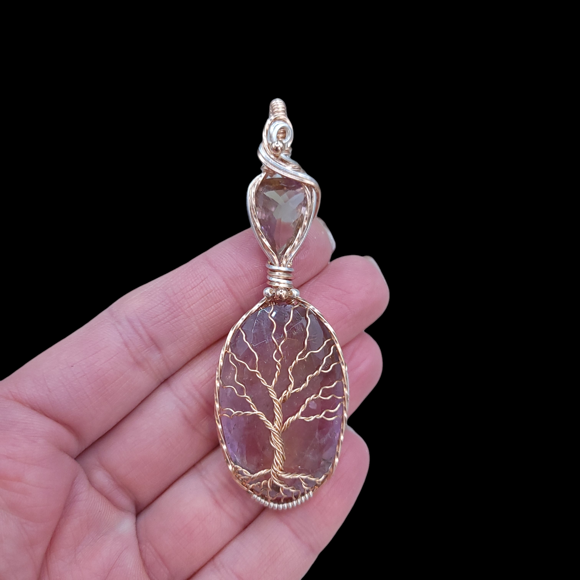 Mixed Metal Ametrine Tree Double Pendant