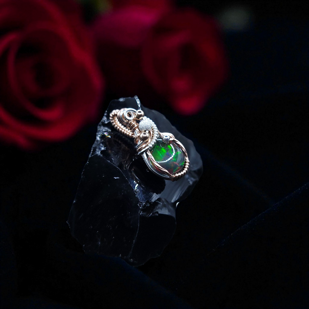 Mixed Metal Ethiopian Opal Pendant