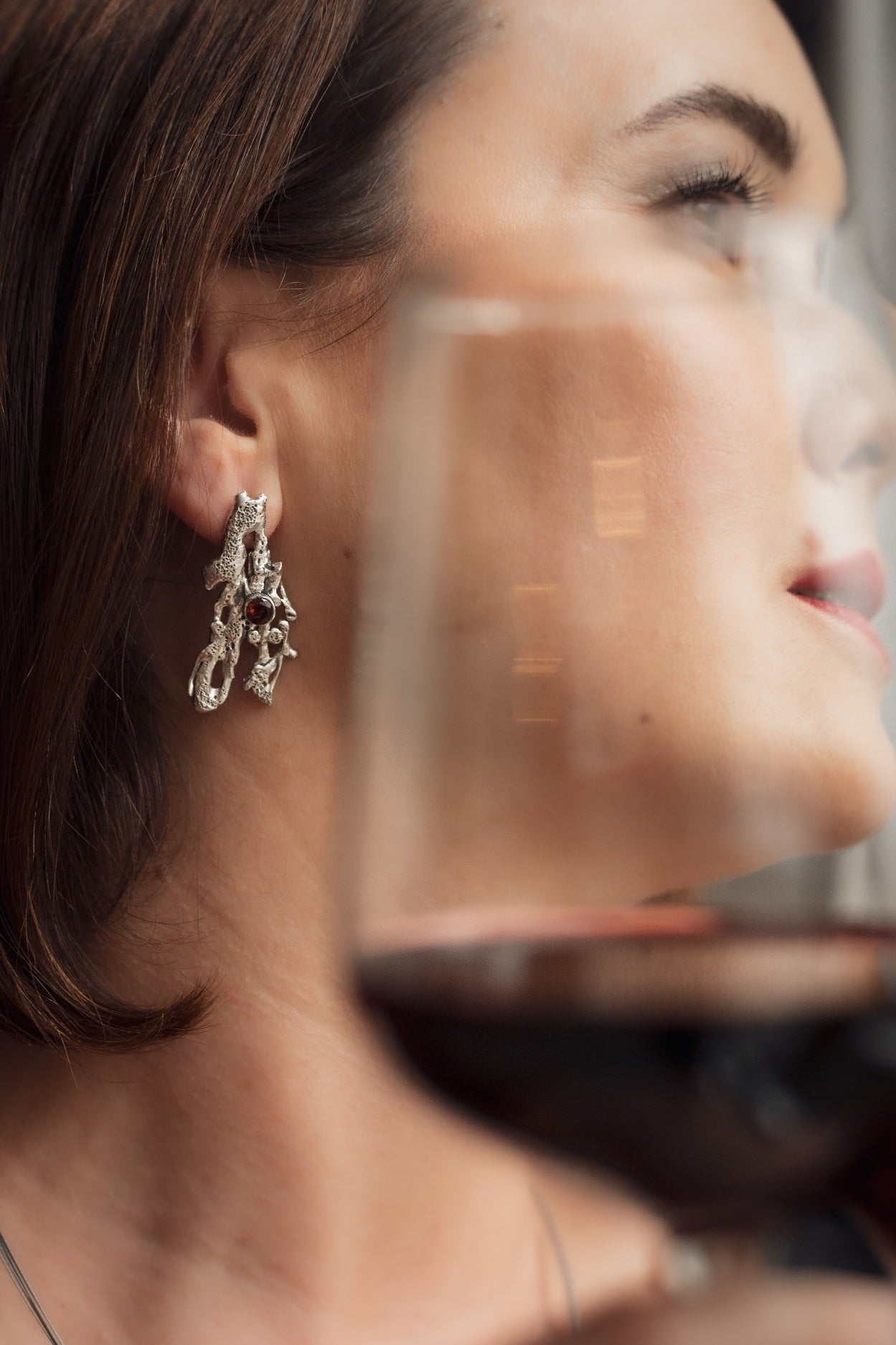 Antique Sterling Silver Garnet Earrings