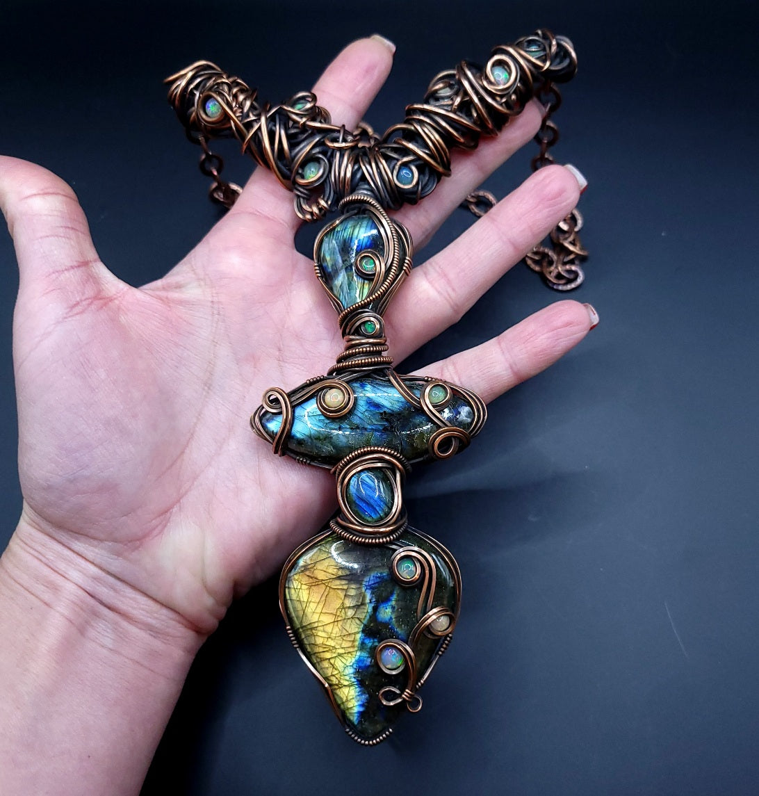 Labradorite/Opal Statement Pendant