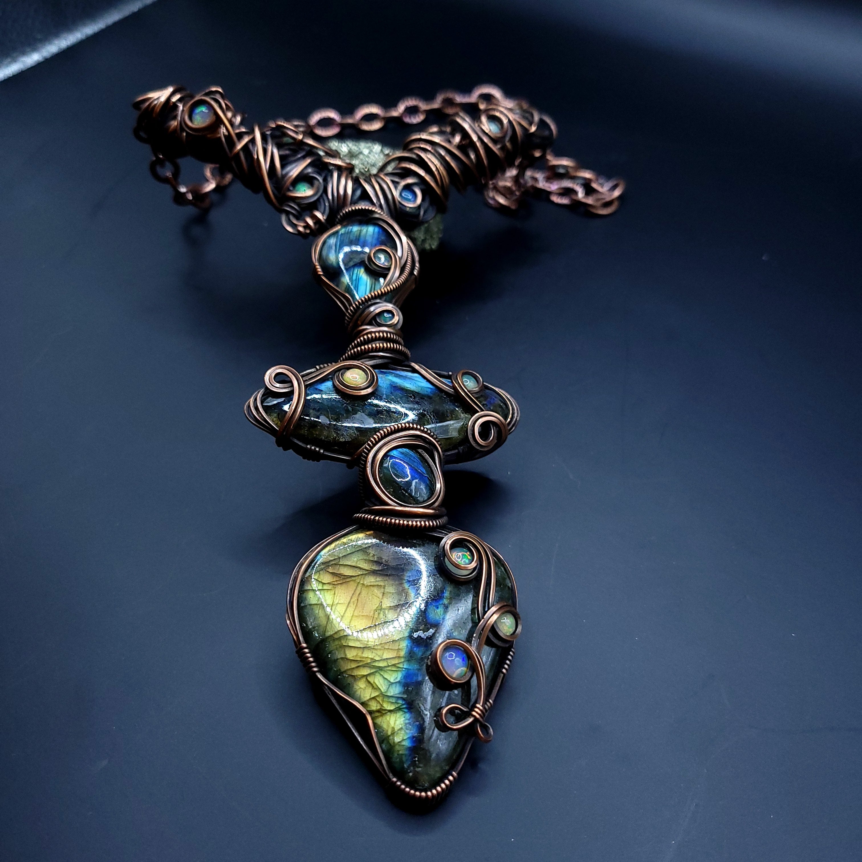 Labradorite/Opal Statement Pendant